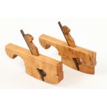 A pair of tailed boxwood flat and compass rebate planes 4" x 1" G+