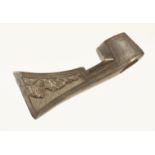 A small 5 1/2" French ceremonial axe head decorated with sunflower and leaves (Russell collection)
