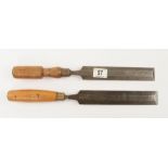 Two 11/2" bevel edge paring chisels by MARPLES and SORBY G+