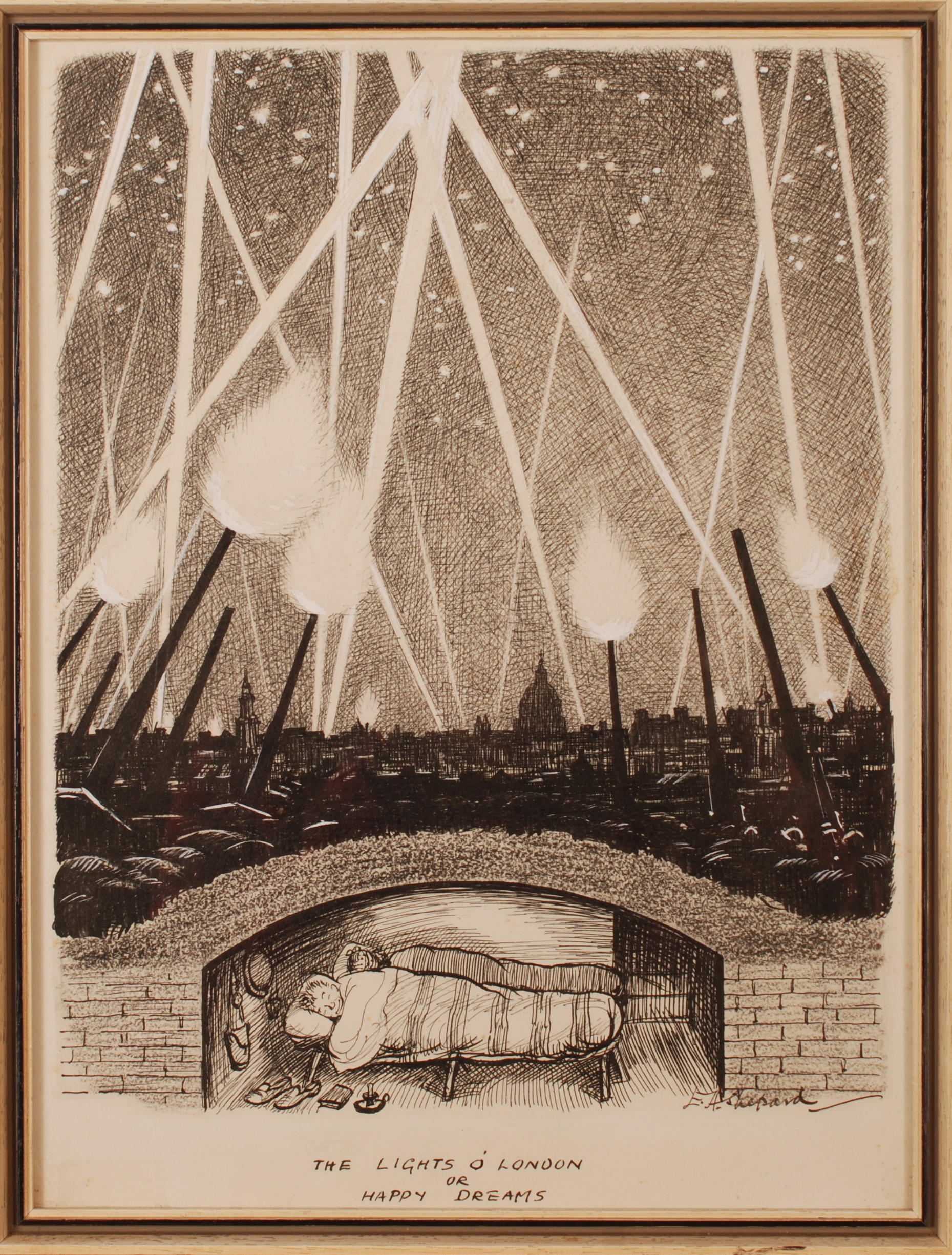ERNEST HOWARD SHEPARD
The Lights O' London or Happy Dreams
Ink drawing heightened with white gouache