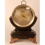 A giant brass cased aneroid barometer/th