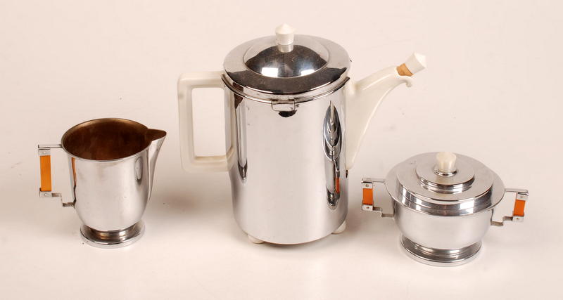 A 1930's insulated chrome coffee pot and
