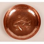 A Newlyn copper, fish embossed pin tray,