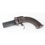 A Coopers "Improved Revolving Pistol" six shot pepper box revolver with an engraved steel frame,