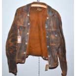 A Levi Strauss 'Western Wear' men's jacket in dark brown leather. Condition Report: Very worn