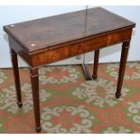 A George III inlaid and crossbanded mahogany card table on square section tapering legs. Width