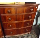 A Frank Hudson Victorian style mahogany, bow front chest of four long graduated,