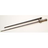 A WWI French M1886/93/16 Lebel or Fusil bayonet, of the quillion type,