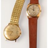 A gentleman's gold, square cased wristwatch,