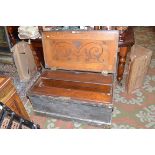 A good carpenters' oak tool chest, the interior with sliding and stacked fitted trays,