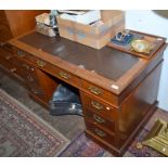 A late Victorian twin pedestal desk, width 122cm.