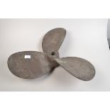 A three bladed phosphor bronze propeller, diameter 54.5cm.