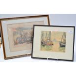 Venice, a woodblock print numbered 191/300 signed and a Rowlandson print,