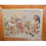 A large 19th century Berlin wool work panel 'The Return From The Hunt' oak veneered frame.