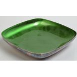 A Wallace American Post War silver plated bowl with green enamel interior.