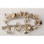 A silver charm bracelet, 77g.