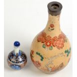 A miniature Chinese blue and underglaze red vase, together with a Japanese vase.