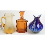 A Whitefriars amber glass jug,