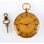 An 18ct. gold open face key wind small pocket watch.