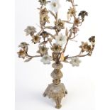 A 19th century Venetian gilt brass candelabra the numerous naturalistic branches with glass flower