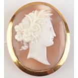 A 9ct. gold cameo brooch well carved with a classical head.