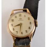 A ladies' gold cased Omega wrist watch.