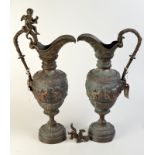 A pair of impressive bronze ewers in Renaissance style, height 58cm.