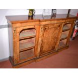 A good Victorian break front credenza with figured walnut marquetry veneer and gilt brass mounts,