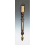 A good ship's carved mahogany stick barometer by B. Parlasca, Liverpool, the two ivory scales