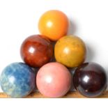 The set of six coloured ivory balls from a set of snooker balls. Weight 764g, diameter aprox 50mm.