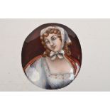 A Limoges style enamelled oval portrait signed Gamet.