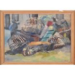 MARJORIE MORT
Lobster Pots
Oil on board
Signed
'Market House Gallery' label to the back
24 x 34cm
