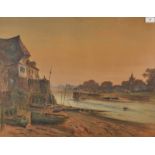 J.LAWRENCE HART 
Low tide, estuary 
Watercolour
Signed
49.5 x 64cm.