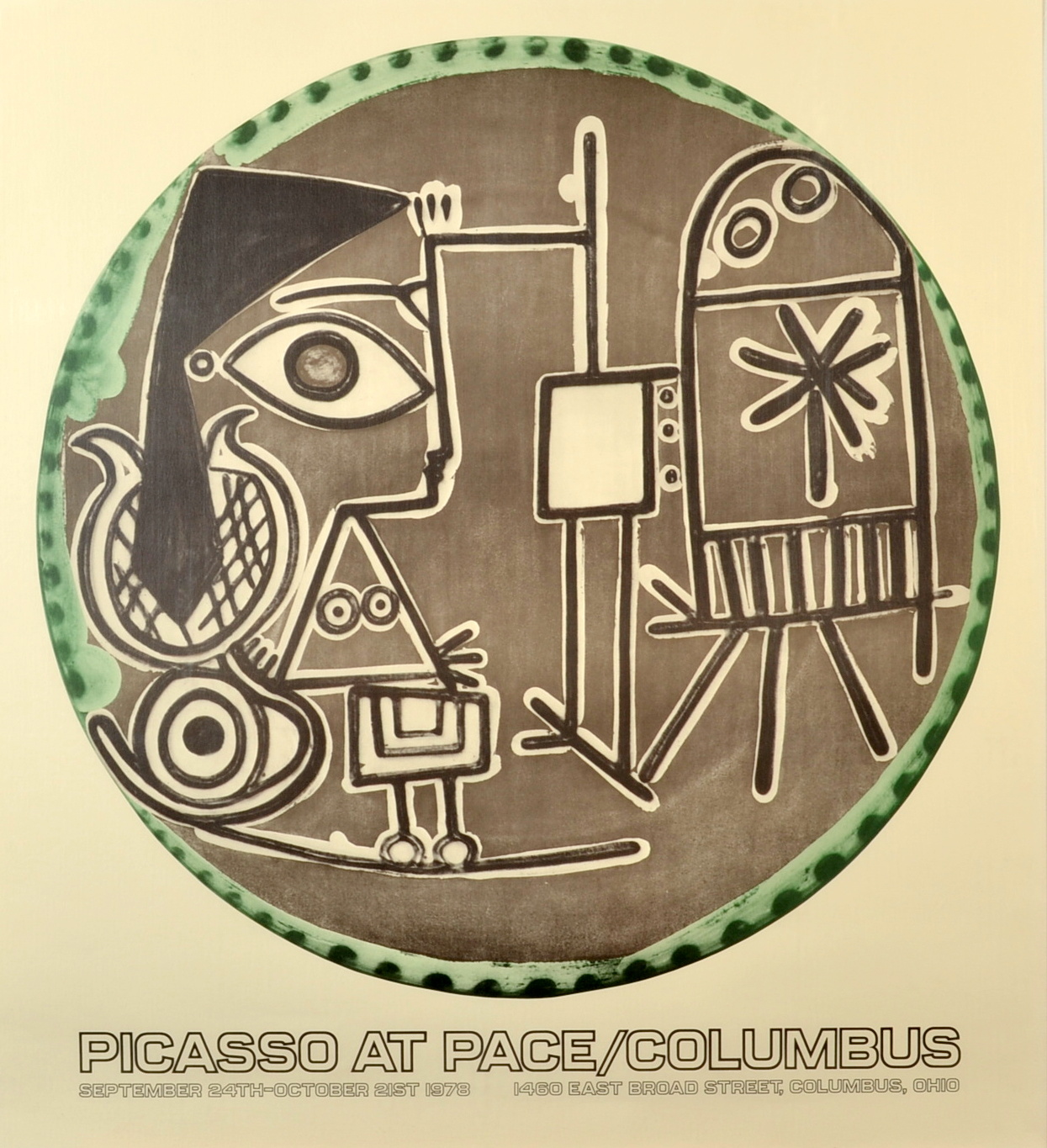 PABLO PICASSO
Picasso at Pace/Columbus
Lithograph 
Dated 1978
66 x 70cm