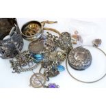 Silver and silver coloured metal, a little gold, etc, 132gms.