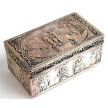 A Dutch silver box lined with cream silk, the sides and base decorated with classically inspired