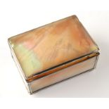 An early 19th century mother of pearl and silver snuff box, width 7cm.  Condition Report: width 70