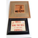 An early 20th century marquetry panel "The Sower" by the Rowley Gallery and a framed notice "Ring