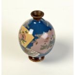 A Japanese cloisonne spherical vase, damage, height 13cm.