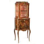 A French vitrine in Louis XV style, kingwood veneered and with ornate ormolu mounts, the upper