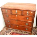 A mahogany chest, of three short and three long graduated drawers, inset bone escutcheon's.