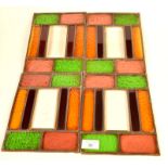 A set of four leaded coloured glass panels from a hall lantern.