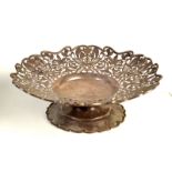 A George V silver comport, the bowl pierced with stylized flowers, by Viner's Ltd.
