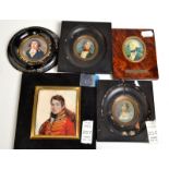 Five portrait miniatures.