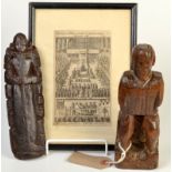 Two carved wood figures, possibly 17th century, each 21cm,