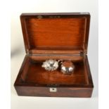 A Victorian rosewood box, and a silver plated sugar bowl with matching cream jug.