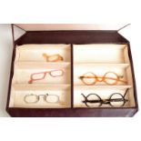 A pair of rare tortoiseshell sample spectacle frames, made from the underbelly of a turtle,