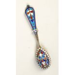 A COLLECTION OF RUSSIAN SILVER

Russian silver spoon with cloisonne enamelled bowl and handle,