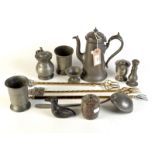 Pewter, toasting forks etc.