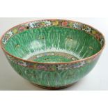 A 19th century Cantonese, cabbage leaf and butterfly pattern punch bowl, diameter 37cm.